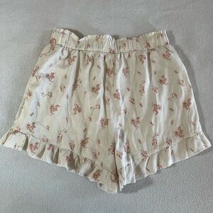 Blue Rain High Waist Floral Shorts with Ruffle Hem